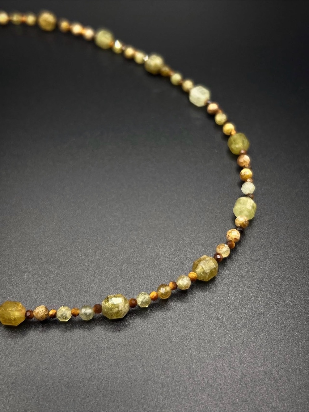 Green Faceted Gemstone Beaded Necklace - Unbranded
